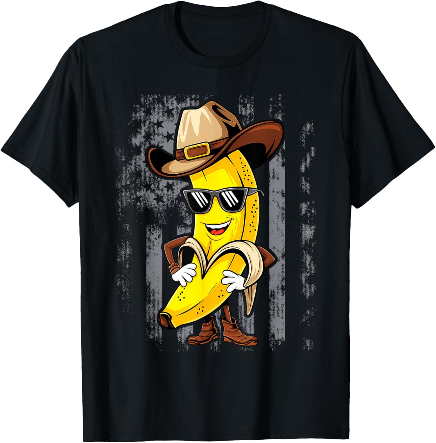 Banana Cowboy Cowgirl Country Western Novelty Funny Banana T-Shirt - T-Shirt | Black