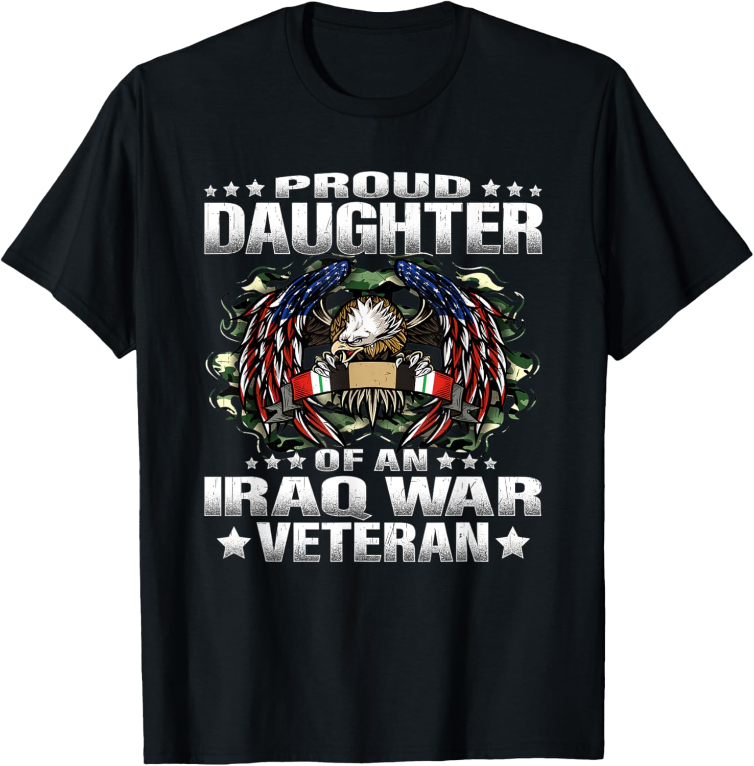 Proud Daughter Of An Iraq War Veteran Military Vet's Child T-Shirt - T-Shirt | Black