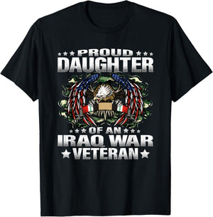 Proud Daughter Of An Iraq War Veteran Military Vet's Child T-Shirt - T-Shirt | Black