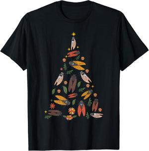 Cicada Christmas Tree Entomologist Bug Insect Nature Lover T-Shirt - T-Shirt | Black