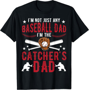 I'm The Baseball Catcher Dad Of A Baseball Catcher Father T-Shirt - T-Shirt | Black