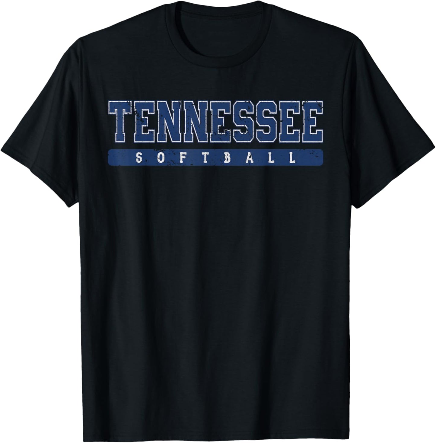 Tennessee Softball Blue Vintage Text T-Shirt - T-Shirt | Black
