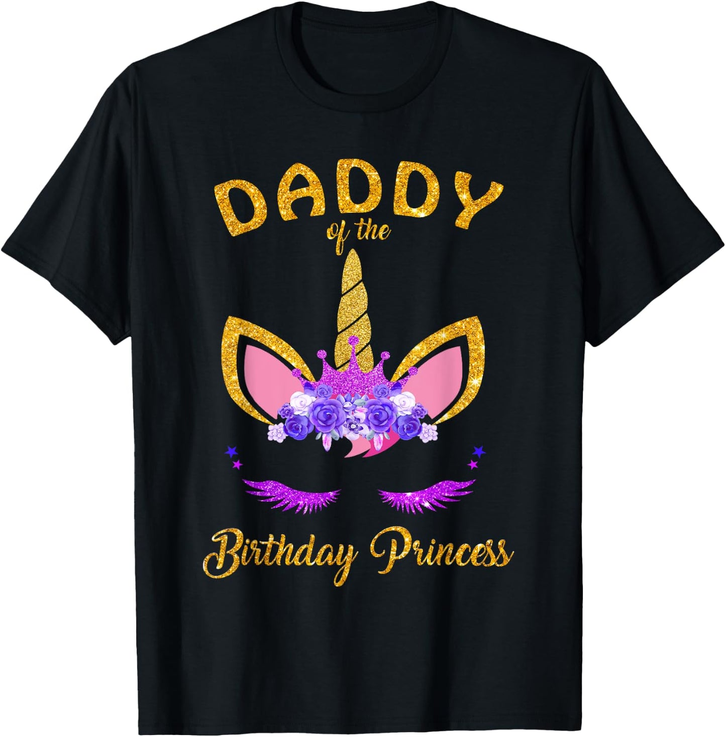 Daddy of the Birthday Princess Unicorn Girl T Shirt Outfit T-Shirt - T-Shirt | Black