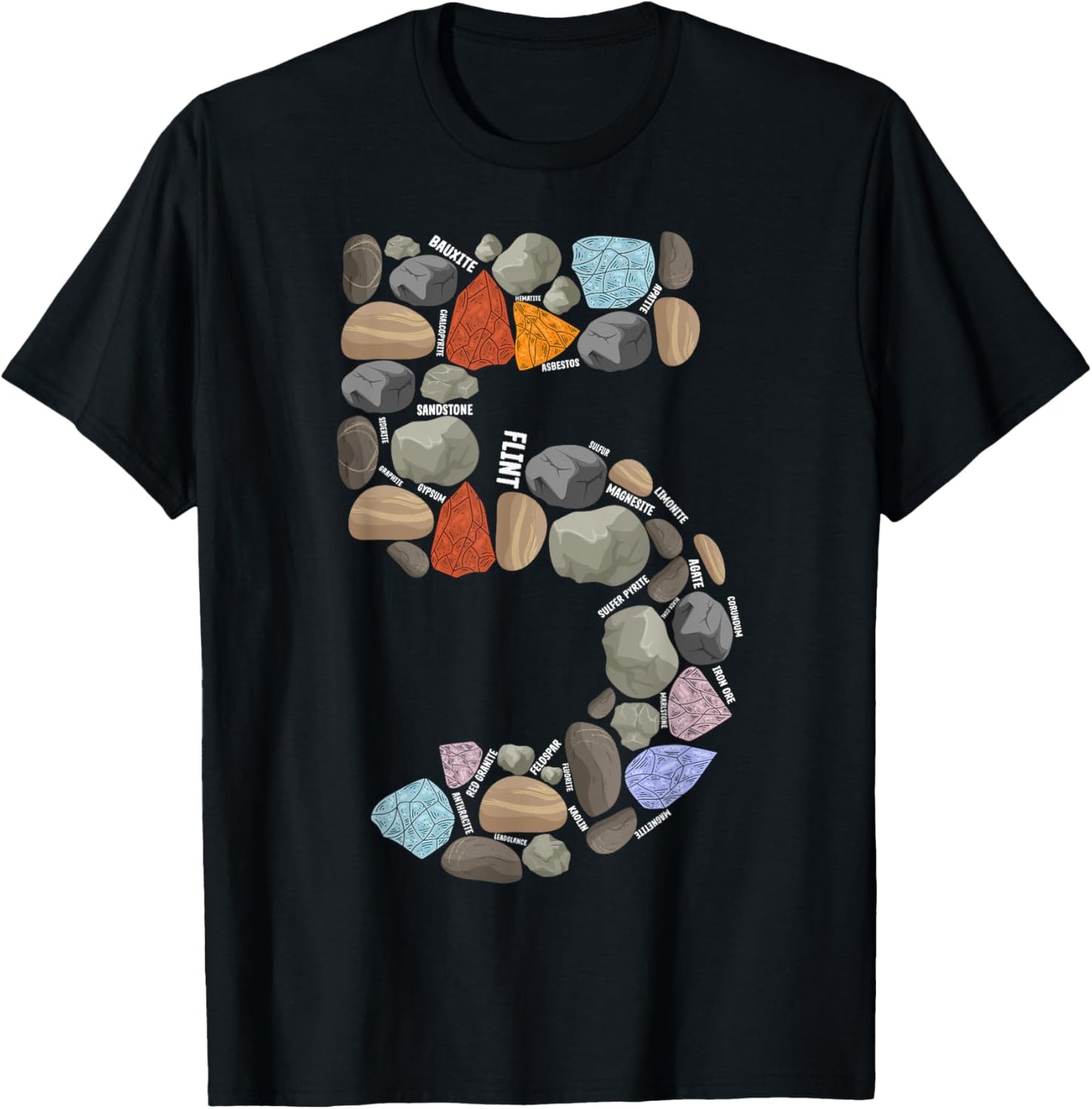 Geology Rocks 5 Years Old 5th Birthday Rock Collecting T-Shirt - T-Shirt | Black