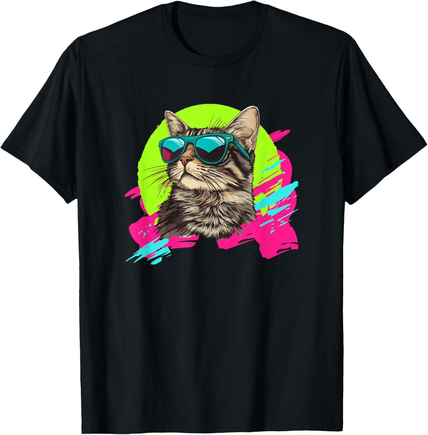 Retro Vintage Brown Tabby Cat Lover Men Women Girls Kids T-Shirt - T-Shirt | Black