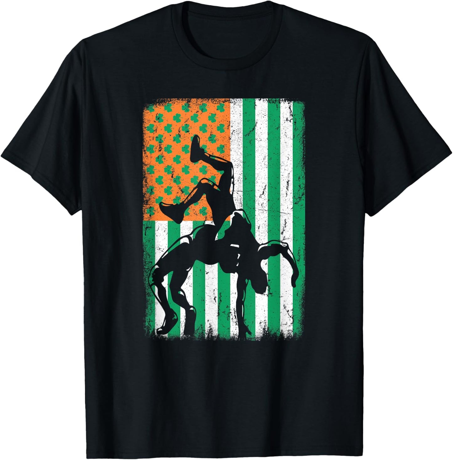 Wrestling Irish USA American Flag St Patrick's Day Wrestler Kids Men T-Shirt - T-Shirt | Black
