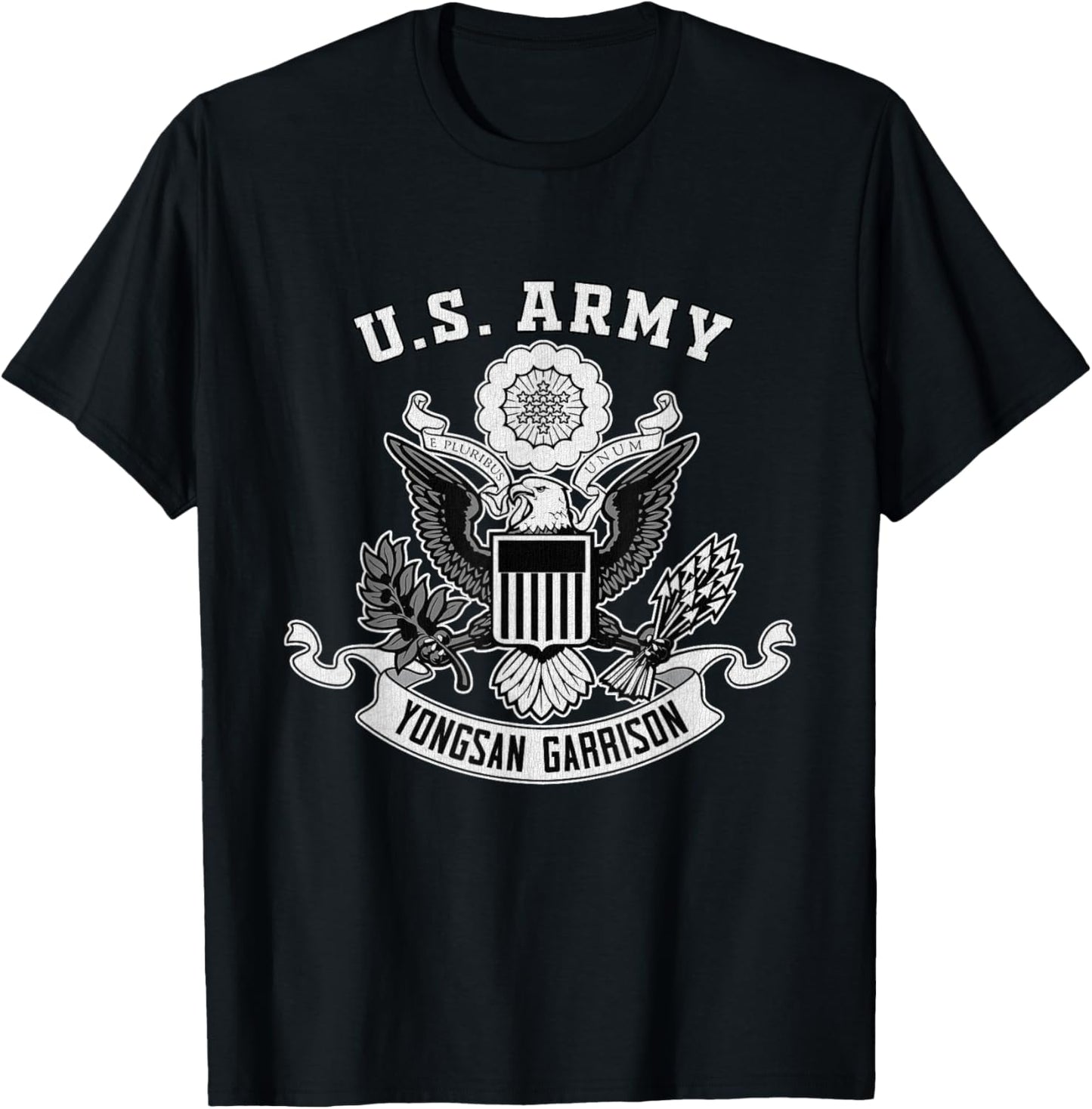 Yongsan Garrison South Korea Military Base Eagle Emblem T-Shirt - T-Shirt | Black