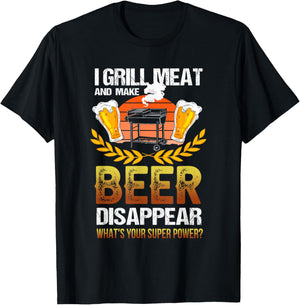 I grill meat & make Beer Disappear Funny Camping T-Shirt - T-Shirt | Black