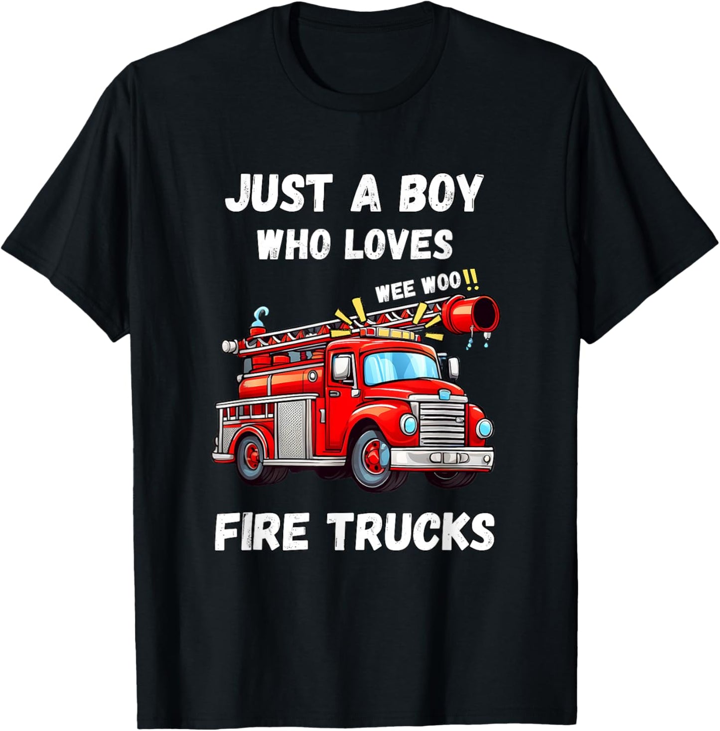 Just A Boy Who Loves Fire Trucks Kids T-Shirt - T-Shirt | Black