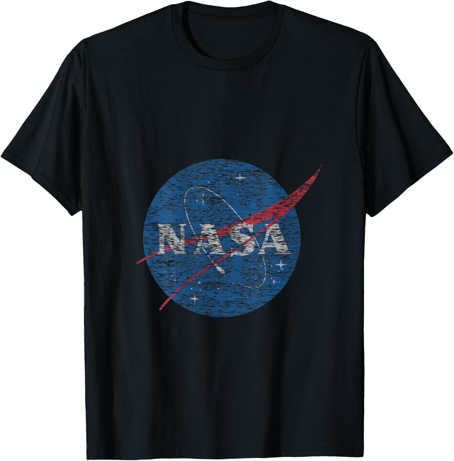 NASA Distressed Vintage Classic Logo V-Neck T-Shirt - T-Shirt | Black