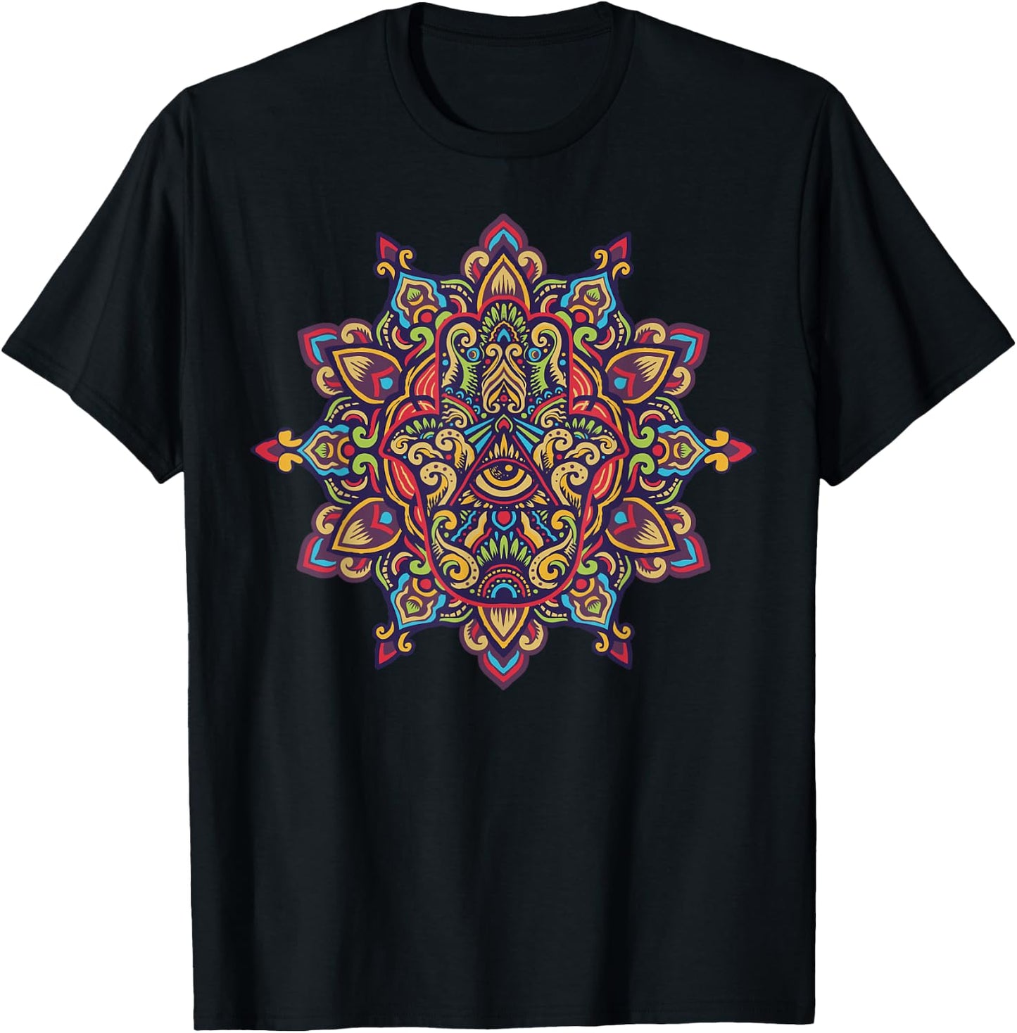 Spiritual Mystic Eye Third Eye All Seeing Eye Hamsa Hand T-Shirt - T-Shirt | Black