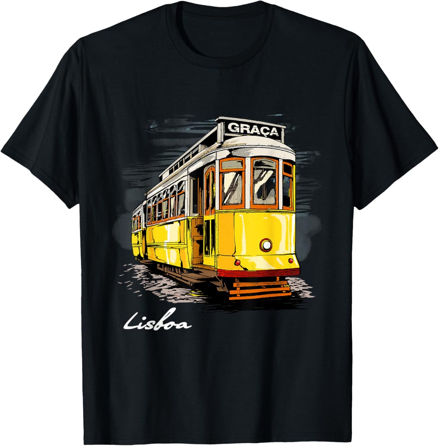 Portugal Lisbon Shirt Lisboa Cable Car Travel Tram Souvenir T-Shirt - T-Shirt | Black