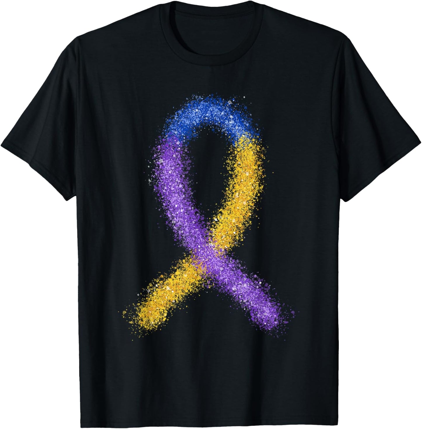 Paint Bladder Cancer Purple Blue And Yellow Ribbon Dysuria T-Shirt - T-Shirt | Black