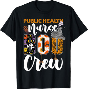 Public Health Nurse Boo Crew Halloween Matching T-Shirt - T-Shirt | Black
