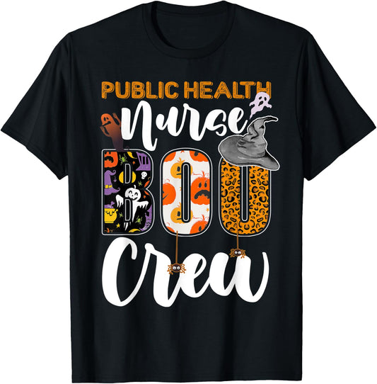 Public Health Nurse Boo Crew Halloween Matching T-Shirt - T-Shirt | Black
