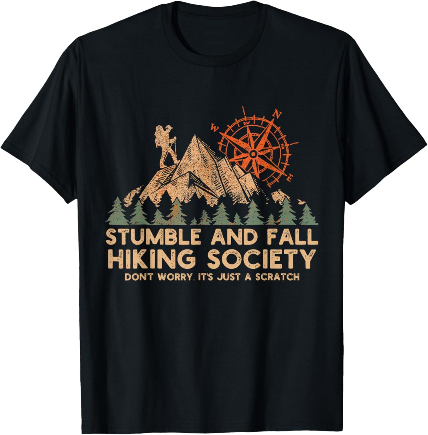Stumble And Fall Hiking Society Don't Worry T-Shirt - T-Shirt | Black