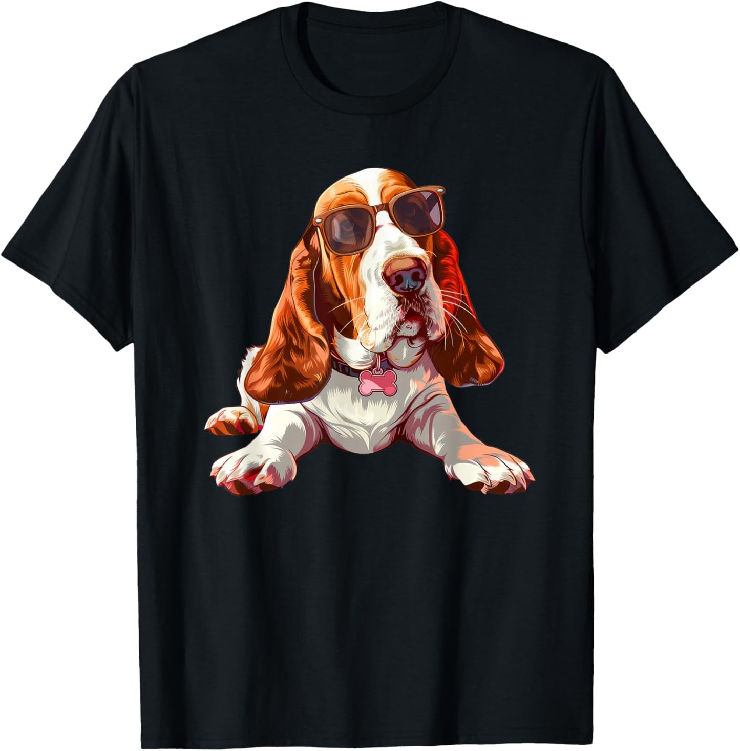 Basset Hound Dog Sunglasses T-Shirt - T-Shirt | Black