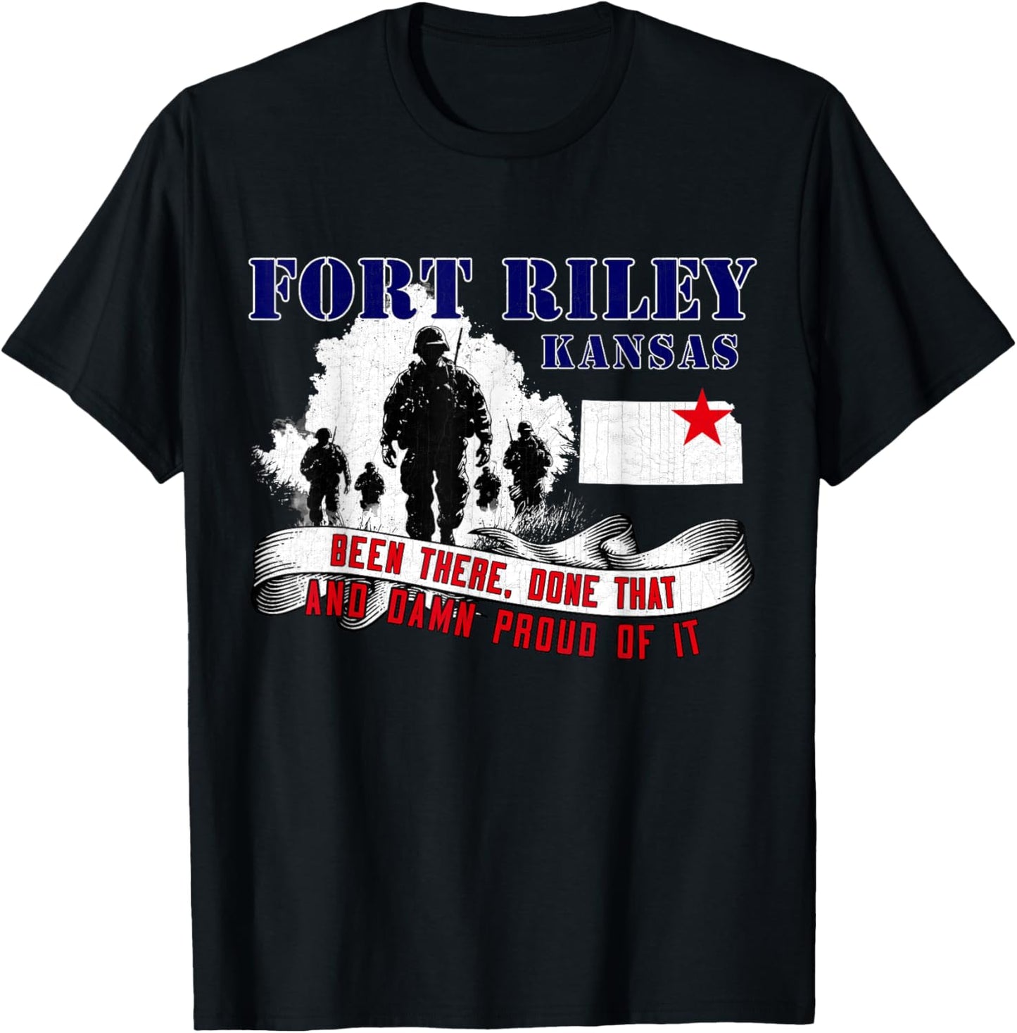 Fort Riley Kansas US Military Base Veterans Day Gifts T-Shirt - T-Shirt | Black