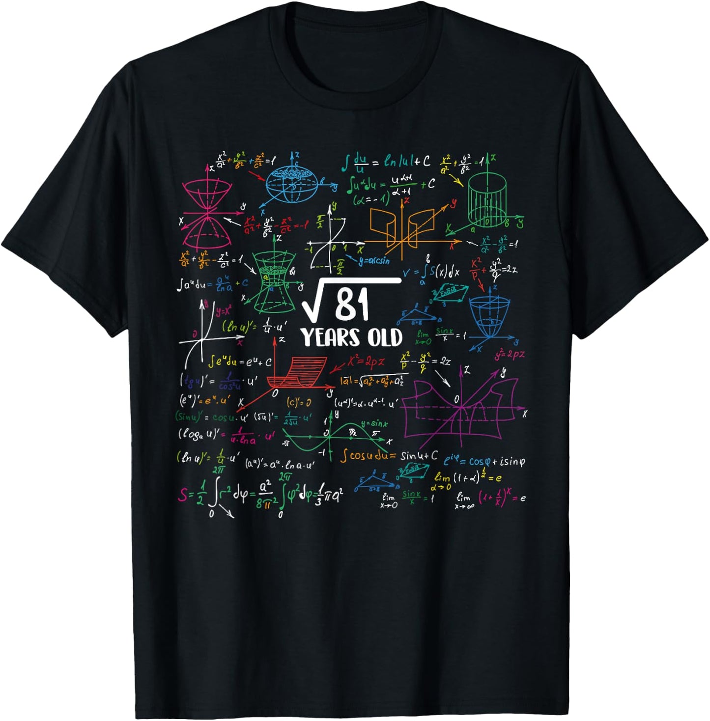 9 Year Old Math Lovers 9th Birthday Gift Square Root of 81 T-Shirt - T-Shirt | Black