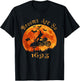 Halloween Witch On Motorcycle Cat & Moon Salem Witch Trials T-Shirt - T-Shirt | Black