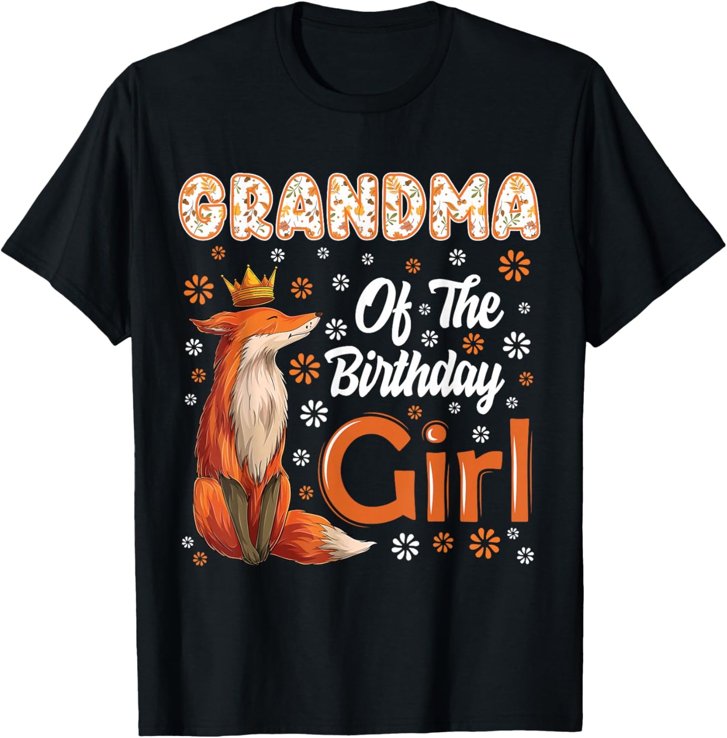 Grandma Fox Animal Lovers Birthday Girl Fox B-day Family T-Shirt - T-Shirt | Black