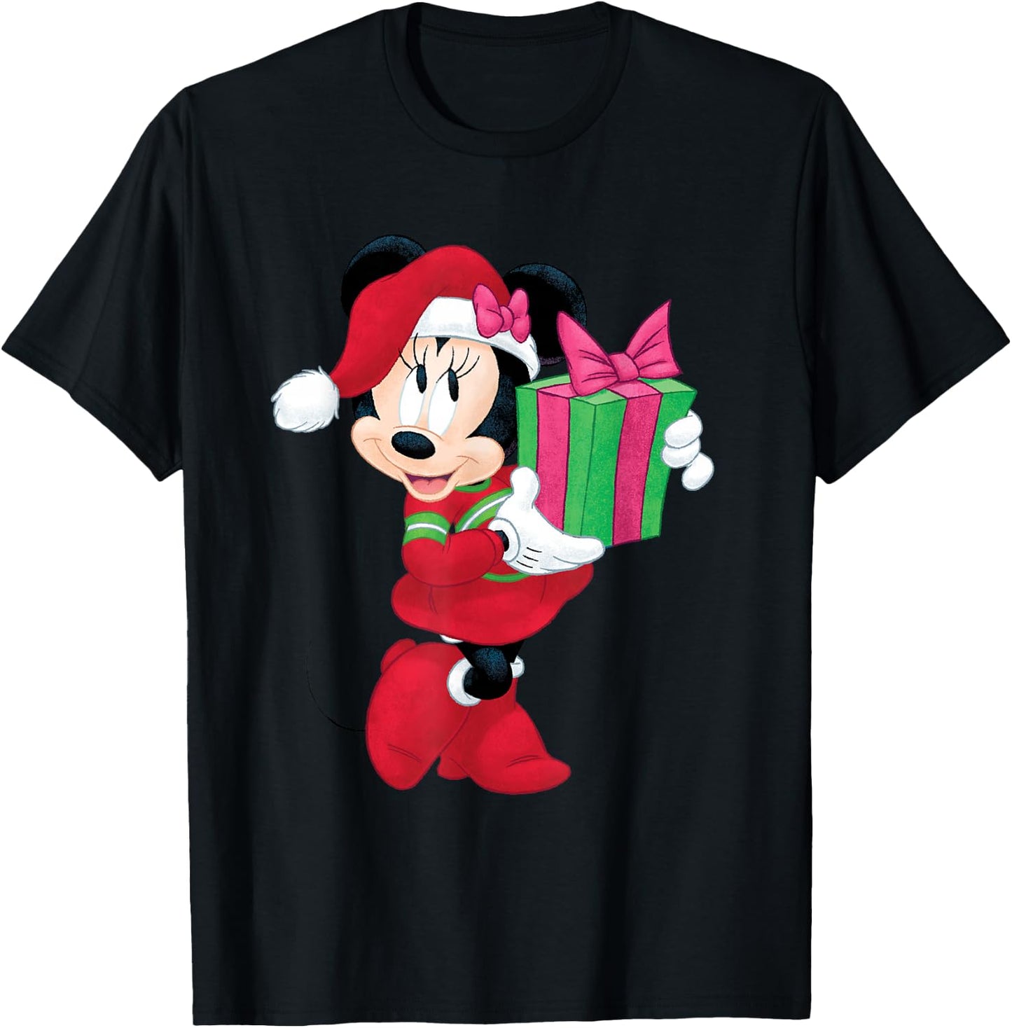 Disney Minnie Mouse Holiday Present Graphic T-Shirt - T-Shirt | Black