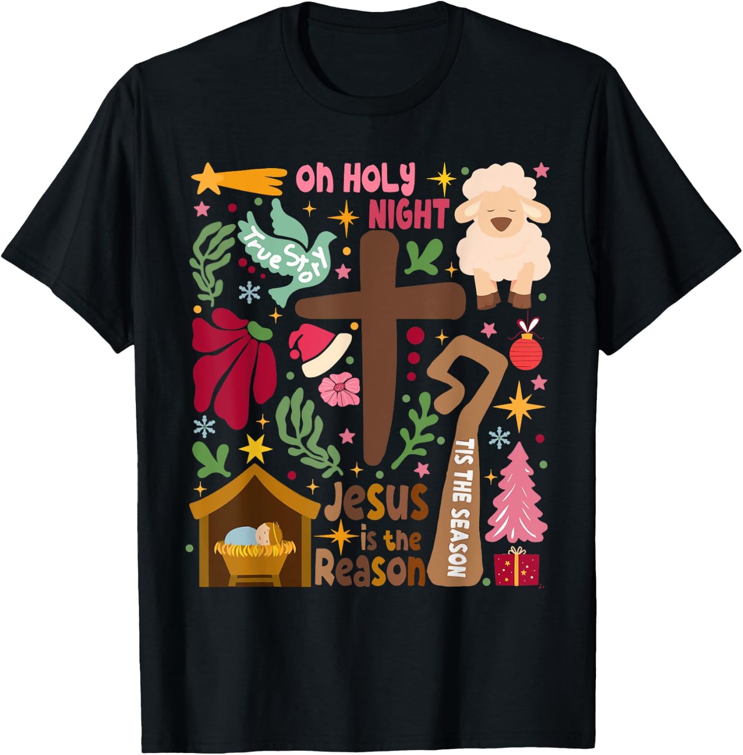 True Story Jesus Christmas Nativity Scene Christian Faith T-Shirt - T-Shirt | Black