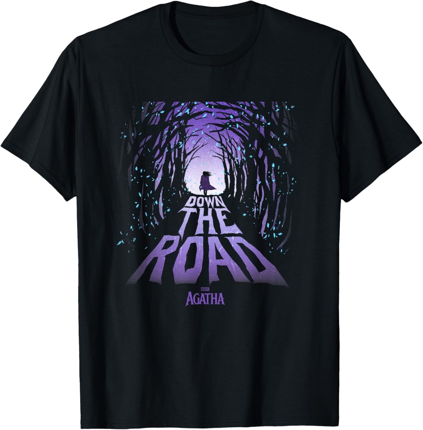 Marvel Agatha All Along Down The Road Witches Purple Logo T-Shirt - T-Shirt | Black