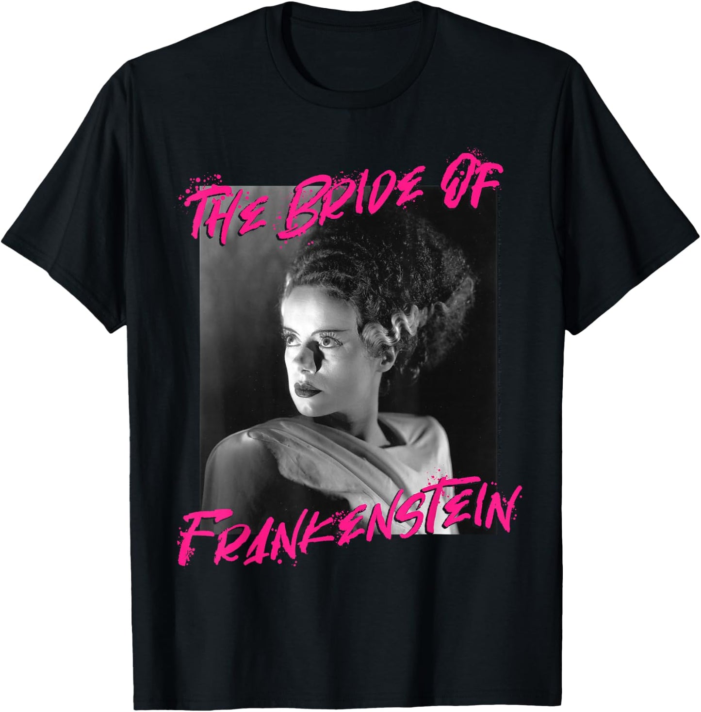 Universal Monsters The Bride Of Frankenstein Paint Splatter T-Shirt - T-Shirt | Black