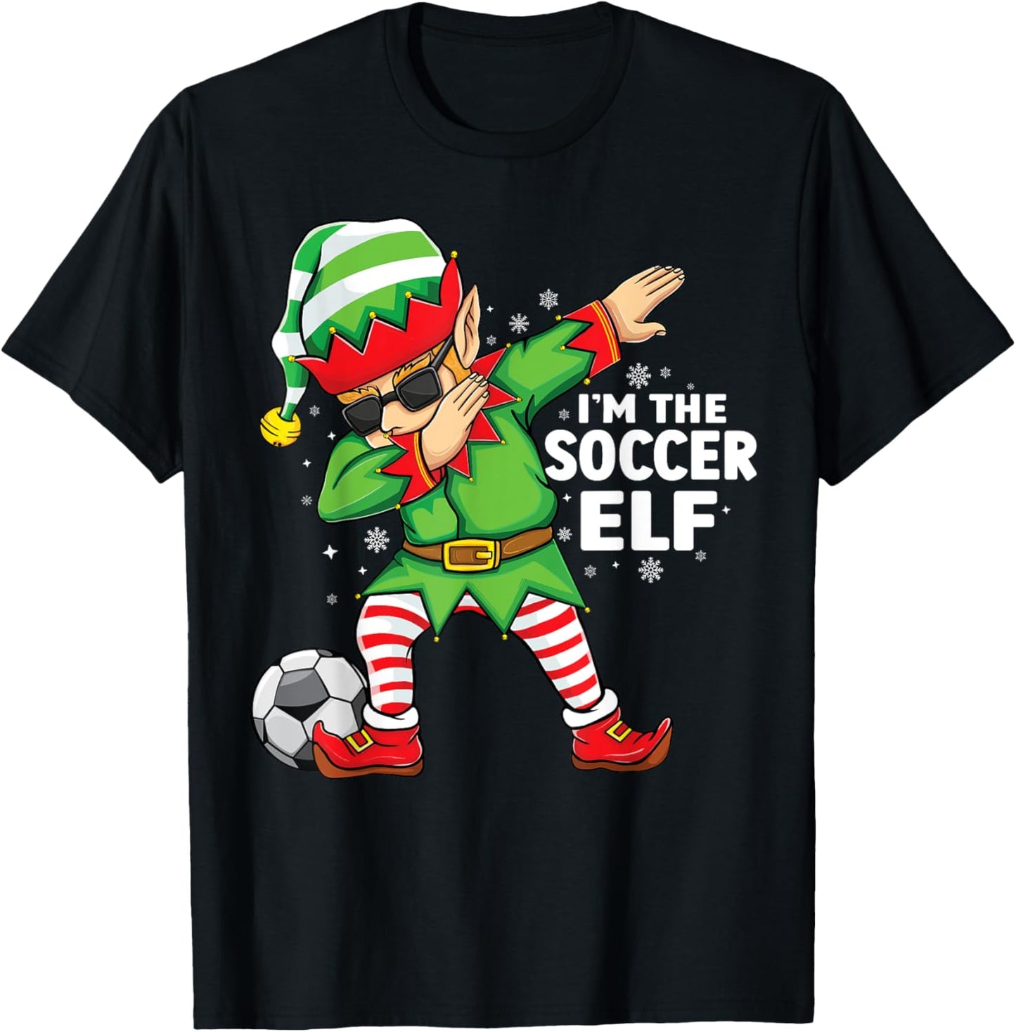 The Soccer Elf Group Matching dabbing elf soccer Christmas T-Shirt - T-Shirt | Black