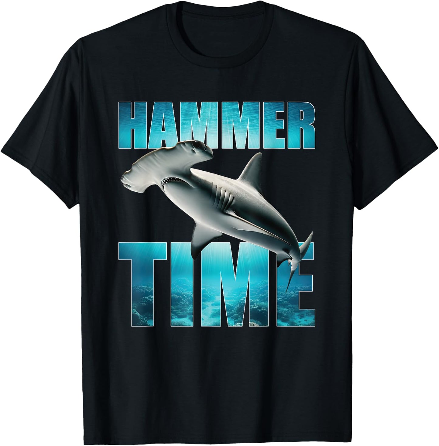 Hammerhead Shark Hammer Time Funny Ocean Lovers T-Shirt - T-Shirt | Black