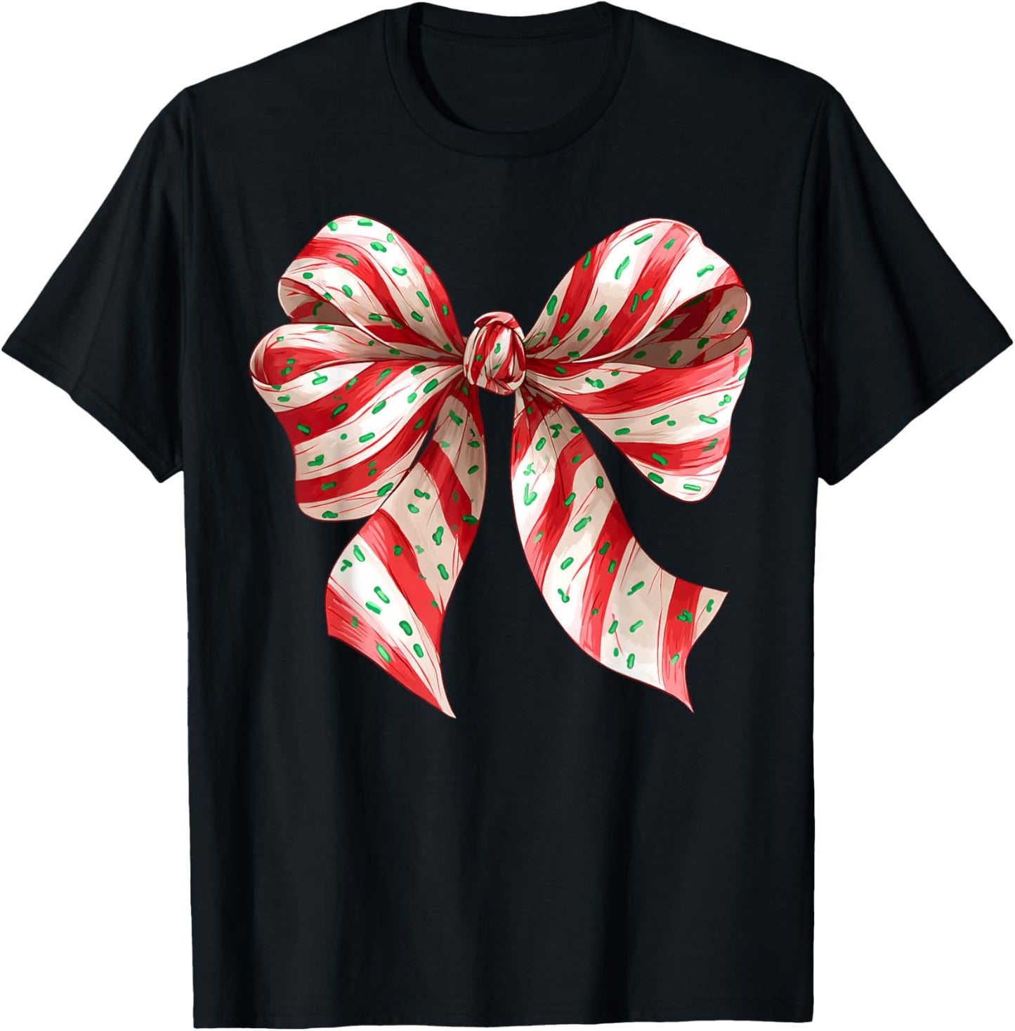 Coquette Bow Christmas Tree Cake Christmas Girls Women T-Shirt - T-Shirt | Black