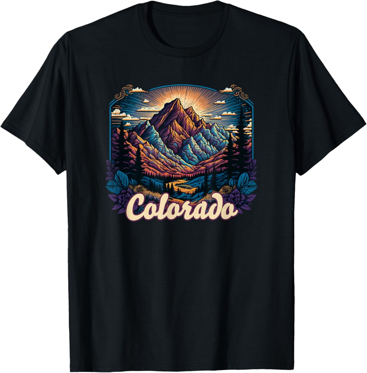 Colorado Mountains Classic Graphic Design Colorado T-Shirt - T-Shirt | Black