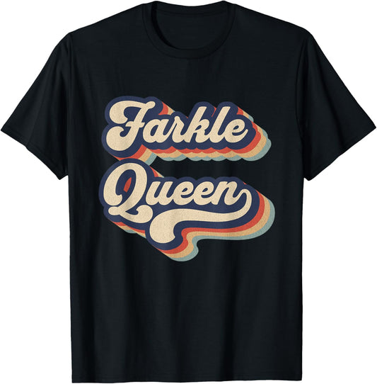Farkle Queen Vintage Farkle Dice Game T-Shirt - T-Shirt | Black
