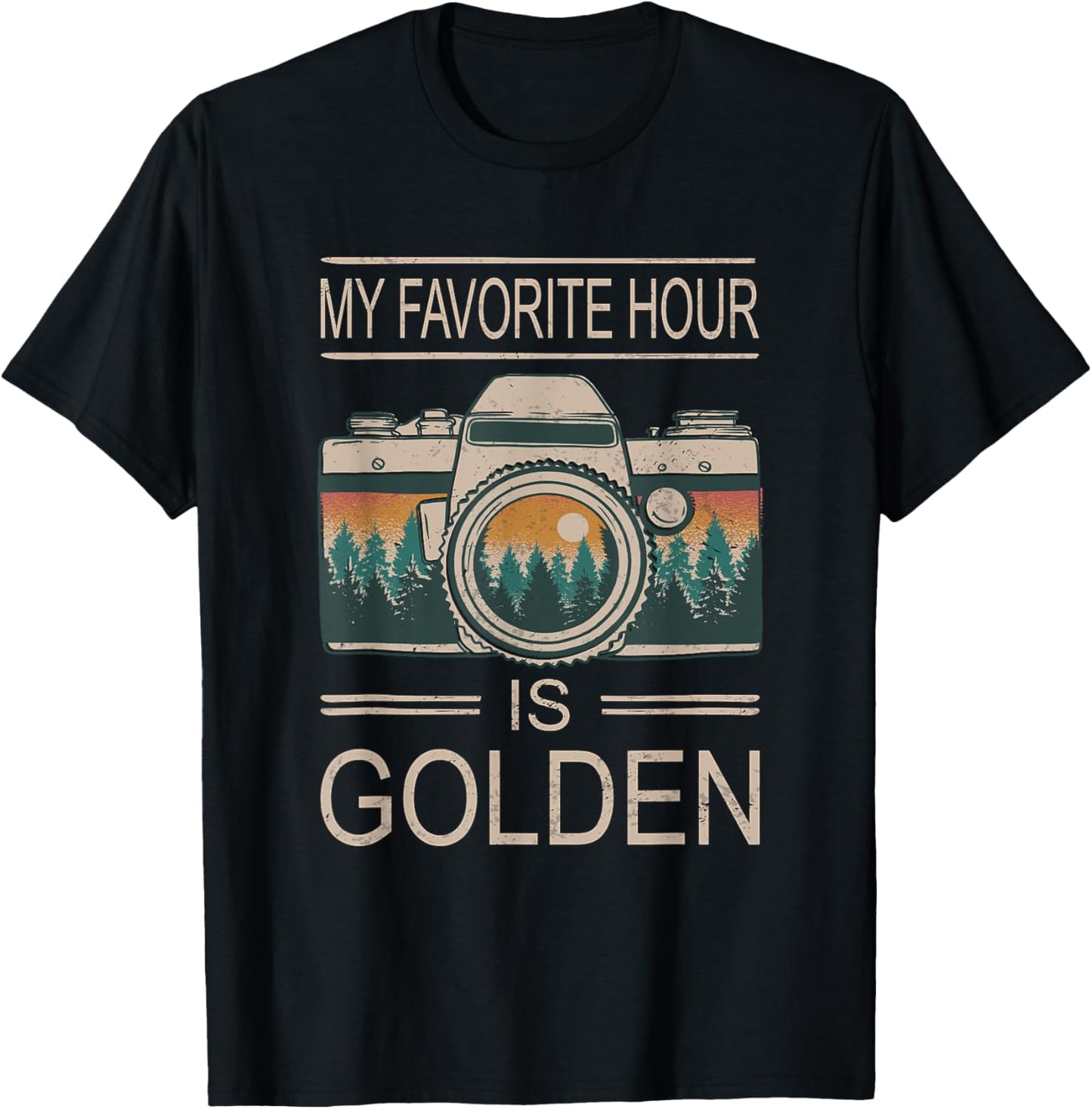 Photographer Golden Hour Camera My Favorite Hour Is Golden T-Shirt - T-Shirt | Black