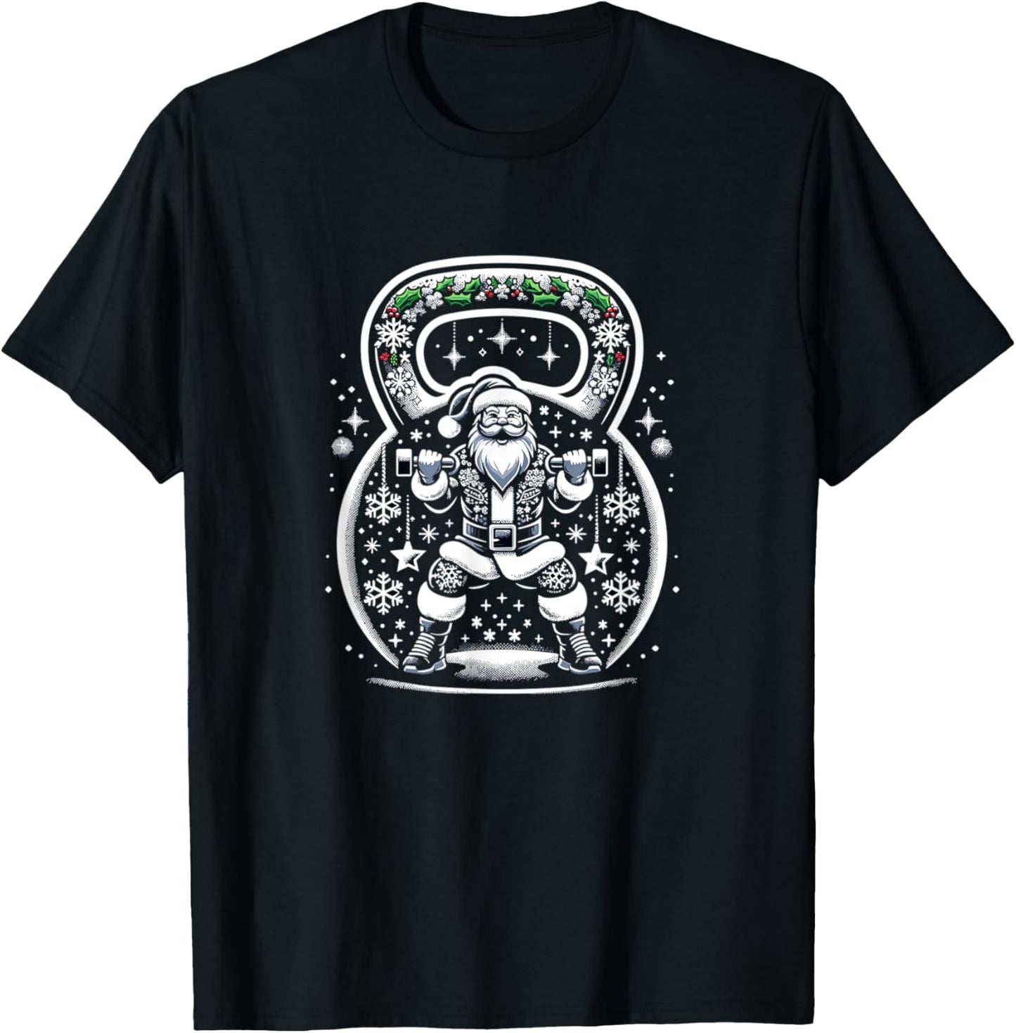 Buff Santa Kettlebell Christmas T-Shirt - T-Shirt | Black