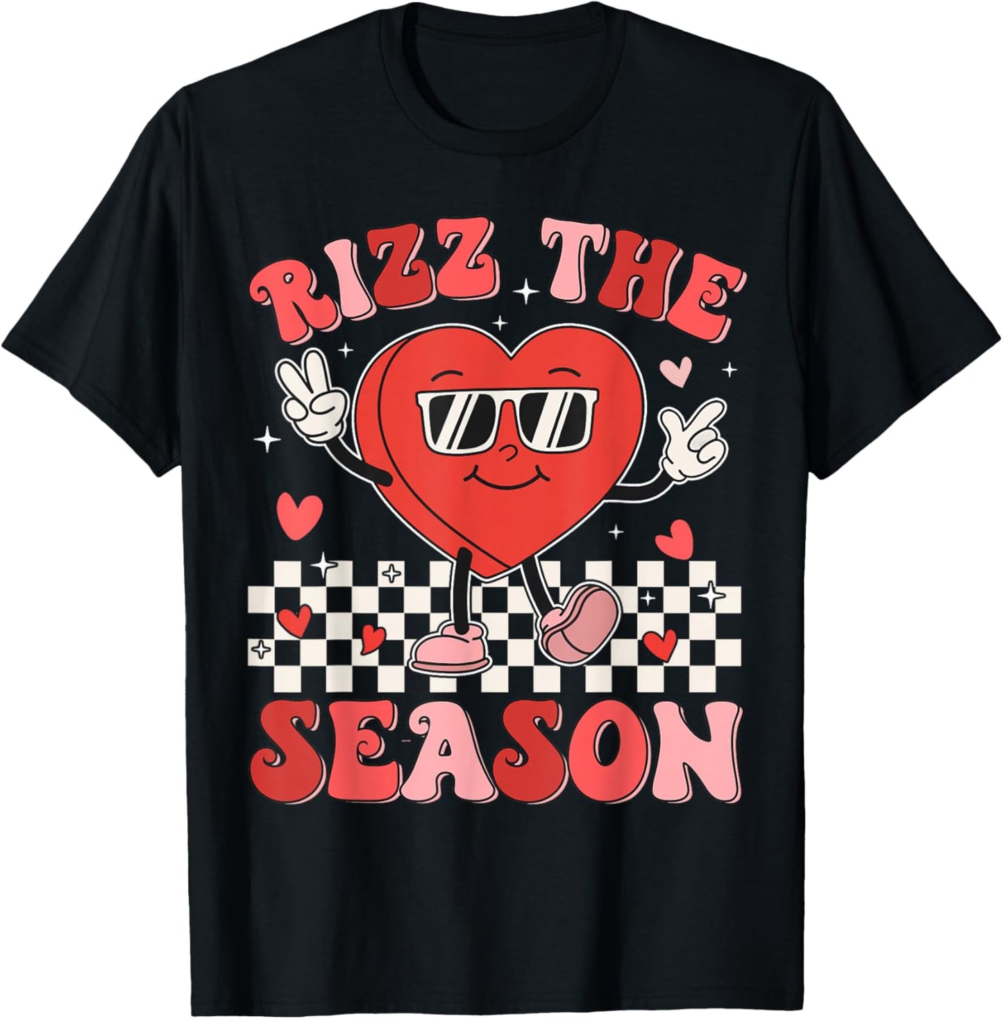 Rizz the Season Funny Valentine Groovy Valentine Rizzler T-Shirt - T-Shirt | Black