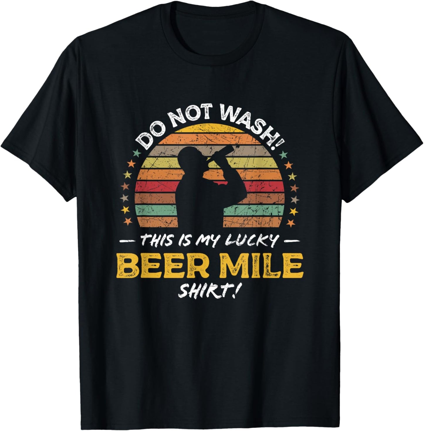 Funny Beer Mile Runner Quote Graphic T-Shirt - T-Shirt | Black
