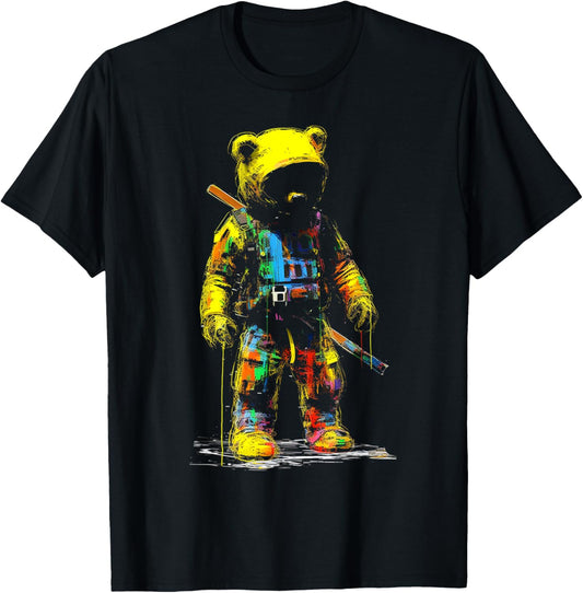 Bear Painting Drawing Colorful Animal Art Bear T-Shirt - T-Shirt | Black