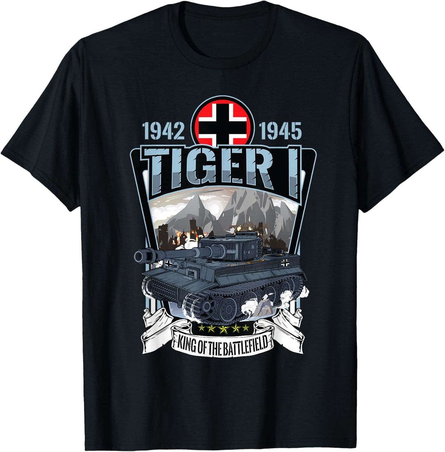Vintage World War 2 German Tank Tiger I (1) Gift T-Shirt - T-Shirt | Black
