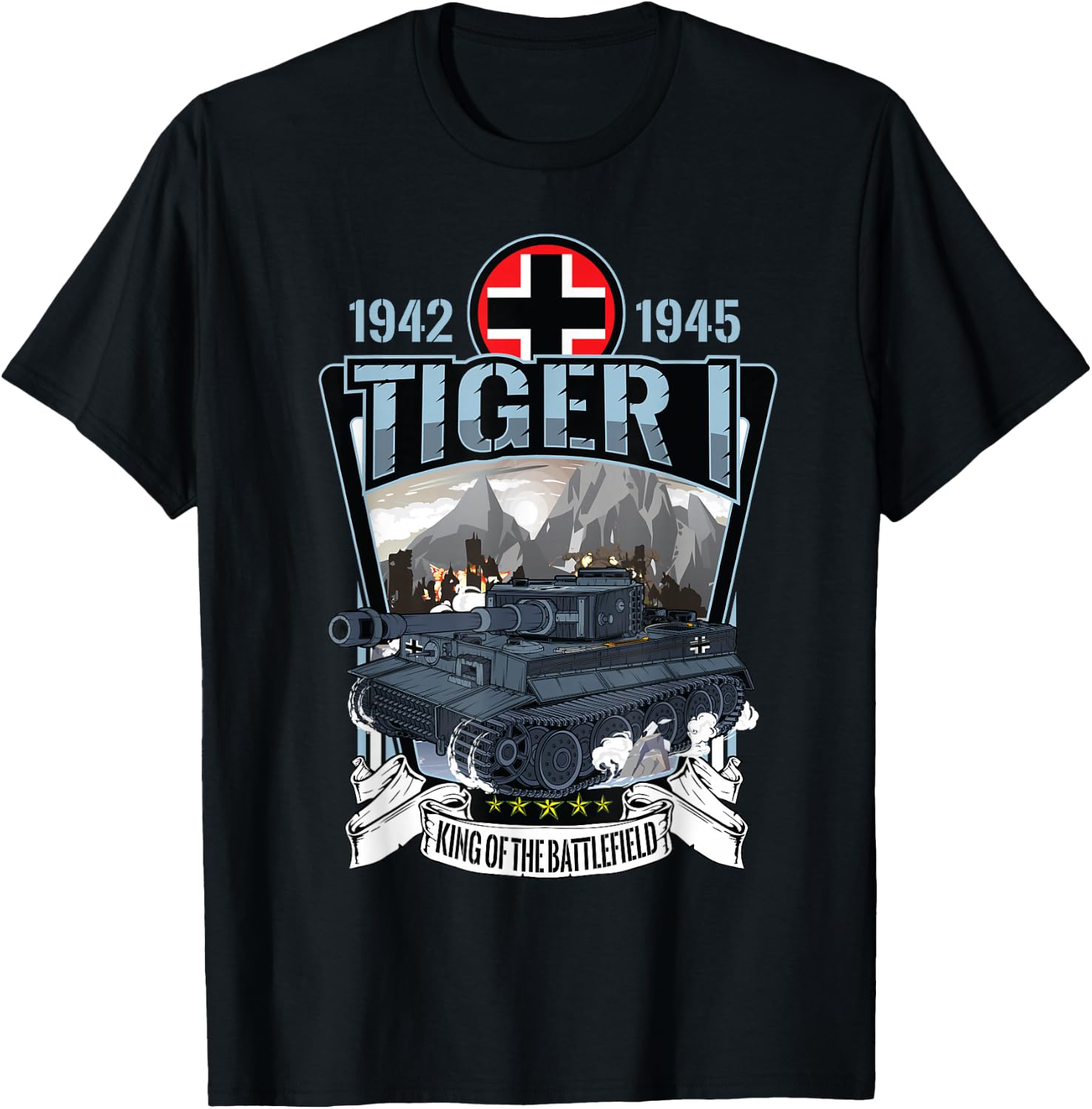 Vintage World War 2 German Tank Tiger I (1) Gift T-Shirt - T-Shirt | Black
