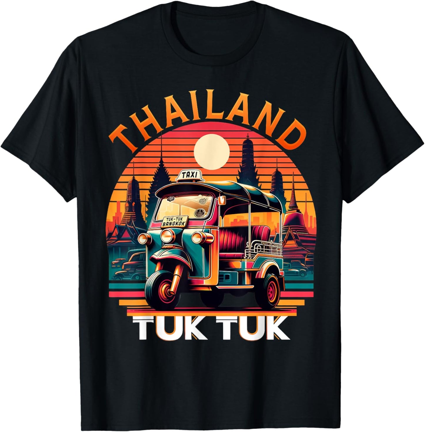 TUK TUK Thailand Travelers Bangkok Adventure Vintage Funny T-Shirt - T-Shirt | Black