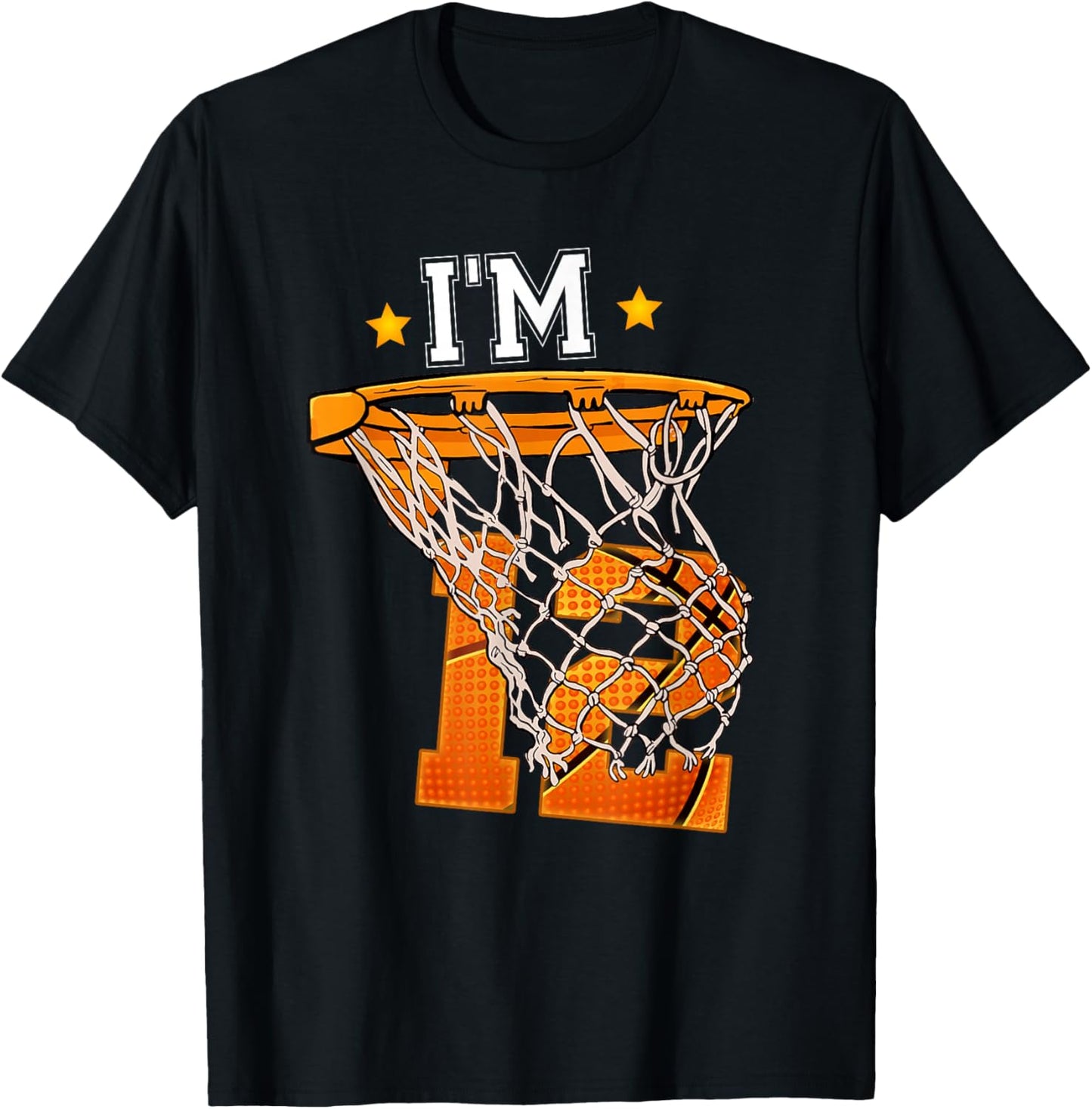 12th Birthday Basketball Shirt I'm 12 Boy Girl 12th Birthday T-Shirt - T-Shirt | Black