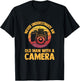 Never Underestimate an Old Man with A Camera Photography T-Shirt - T-Shirt | Black
