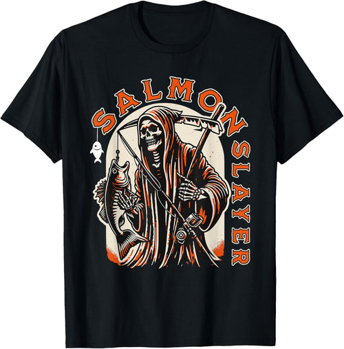 Salmon Slayer Funny skeleton Fishing Salmon Fish
