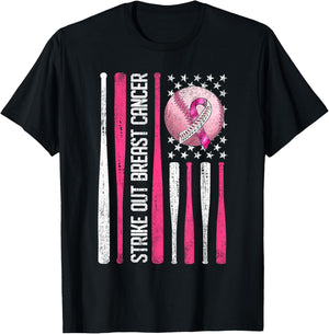 Strike Out Breast Cancer Baseball Fight Awareness Men Women T-Shirt - T-Shirt | Black