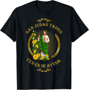 San Judas Tadeo Siempre A Mi Lado Spanish Jesus T-Shirt - T-Shirt | Black