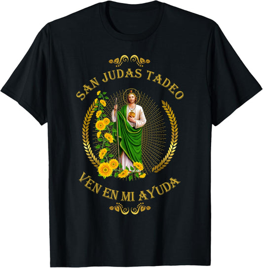 San Judas Tadeo Siempre A Mi Lado Spanish Jesus T-Shirt - T-Shirt | Black