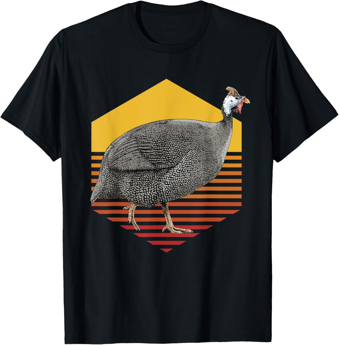Guinea Fowl Retro T-Shirt - T-Shirt | Black
