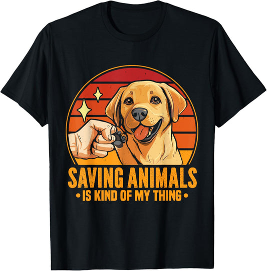 Saving Animals Is Kind Of My Thing Dog Rescue Adopt Dogs T-Shirt - T-Shirt | Black
